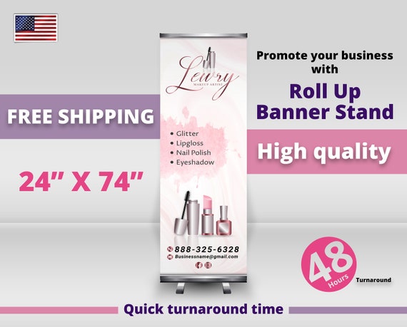 Nail design Beauty salon custom retractable banner stand store stand banner Roll up BANNER STAND Stand Banner Printing MAKEUP Artist