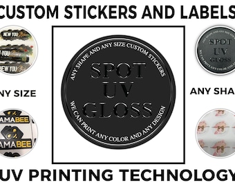 Pegatinas personalizadas con brillo UV localizado: etiquetas troqueladas impermeables