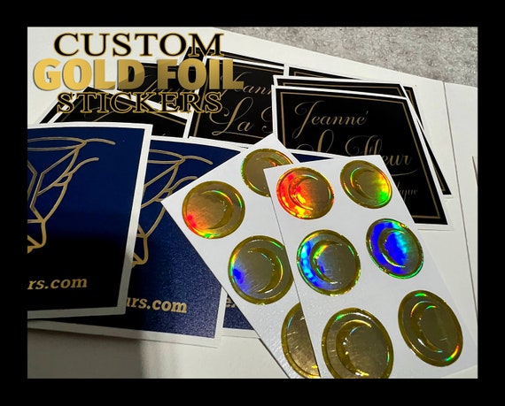 Real Foil Gold Reflective Stickers %100 Waterproof, Custom Stickers Gold  Foil, Reflective Gold Logo Labels, Personalized Gold Foil Stickers 