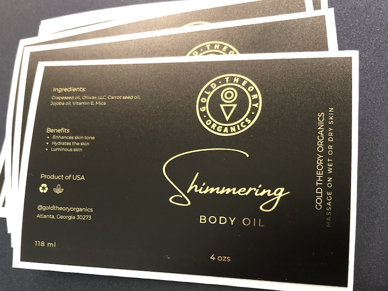 Gold Foil Stickers, Waterproof Gold foil stickers, Shiny reflective Gold Foil labels, Foil Print, Shiny Print Stickers