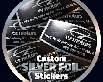 Pegatinas plateadas personalizadas: etiquetas impermeables con logotipos comerciales