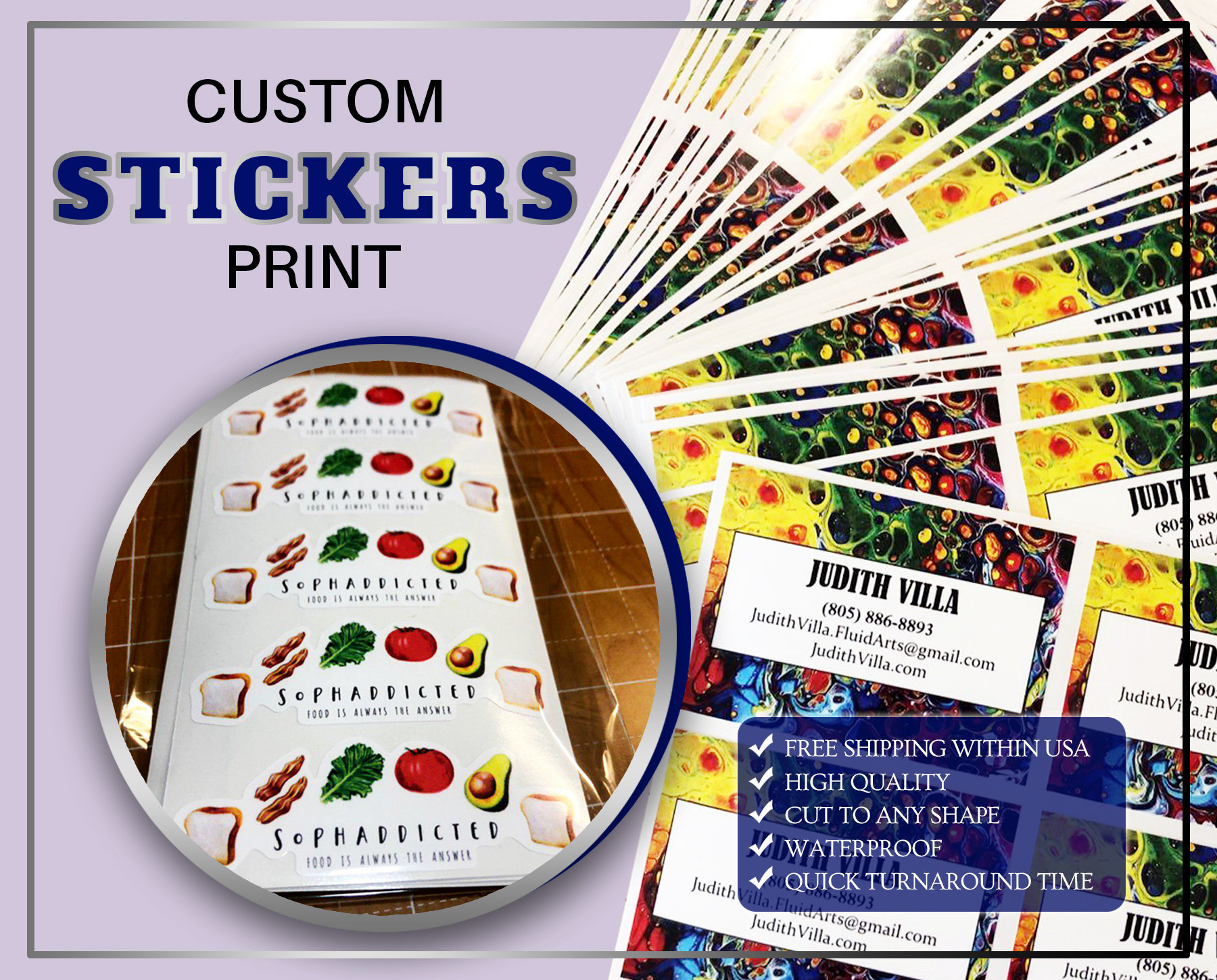 50 Custom Product Labels: Personalized Logo Stickers, Cut to Shape