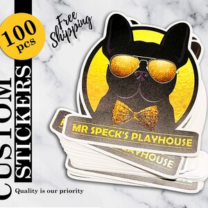 100 Custom Logo Stickers: Die Cut Waterproof Vinyl Decals