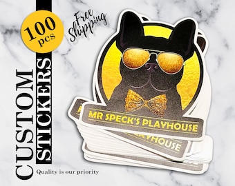 100 pcs bulk Custom logo stickers Die cut waterproof decals,  High quality Vinyl stickers, label for products