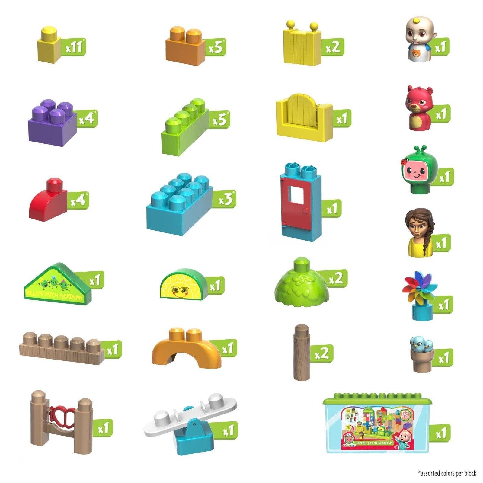 Cocomelon Patch Academy, 53 Large Building Blocks Includes 6 Character ...