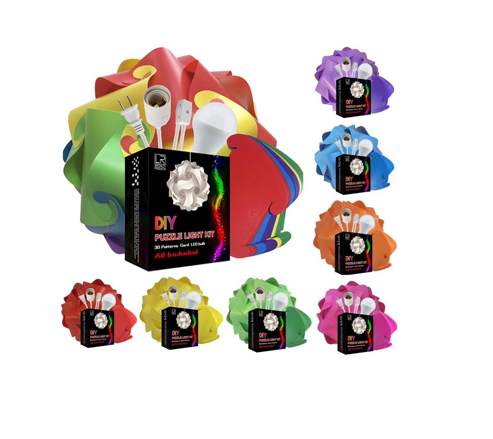 DIY Puzzle Lamp Kit Cord & LED Bulb Included IQ Jigsaw Etsy