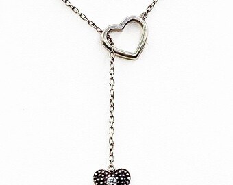 Collar minimalista de corazones de plata de ley CHAPAL-ZENRAY con turmalina blanca facetada brillante NF925