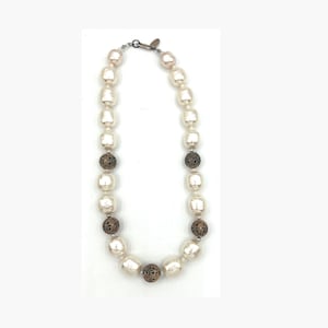 Spectacular MIRIAM HASKELL Iconic Faux Baroque Pearl Necklace Vintage 1970s Signed Heavy Coated Glass Beads