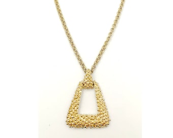 Cool SARAH COVENTRY Gold Tone Necklace with Trapezoid Nubbed Pendant