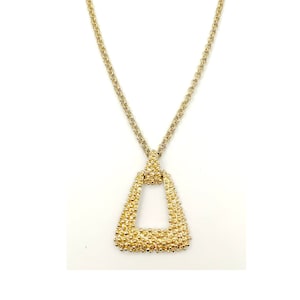 Cool SARAH COVENTRY Gold Tone Necklace with Trapezoid Nubbed Pendant