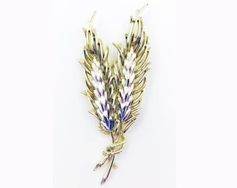 Classic EMMONS 1960s Sheaves of Wheat Rare Pin Brooch, Two-Toned Gold and Silver