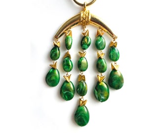 ALICE CAVINESS Incredible Forest Green Swirl Mystical Statement Necklace