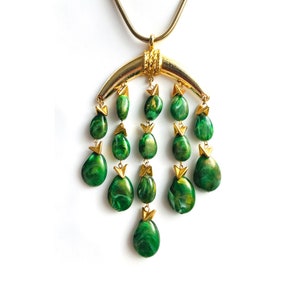 ALICE CAVINESS Incredible Forest Green Swirl Mystical Statement Necklace
