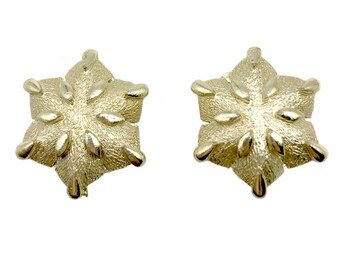 Elegant CORO Puffed Sand Dollar Clip-On Earrings Geometric Six-Point Star Flower or Shell