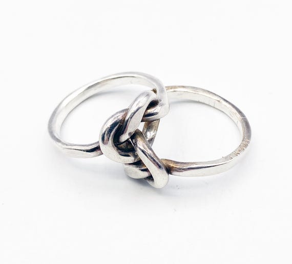 Smooth Interlocking Double Ring Sterling Silver M… - image 3