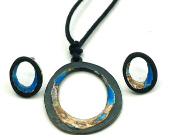 Conjunto de collar y pendientes vintage JOIDART, fascinante joyería artesanal del océano.