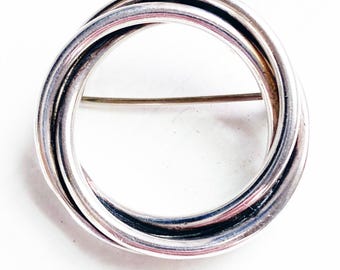 Minimalist 1950s BEAU Sterling Infinity Loop Brooch Pin NOTE - BEAU is Unmarked!