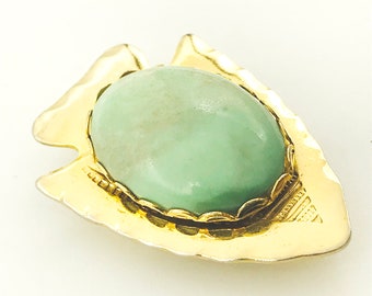 Cool BOLO TIE SLIDE Arrow Point with a Soft Green Variscite Cabochon