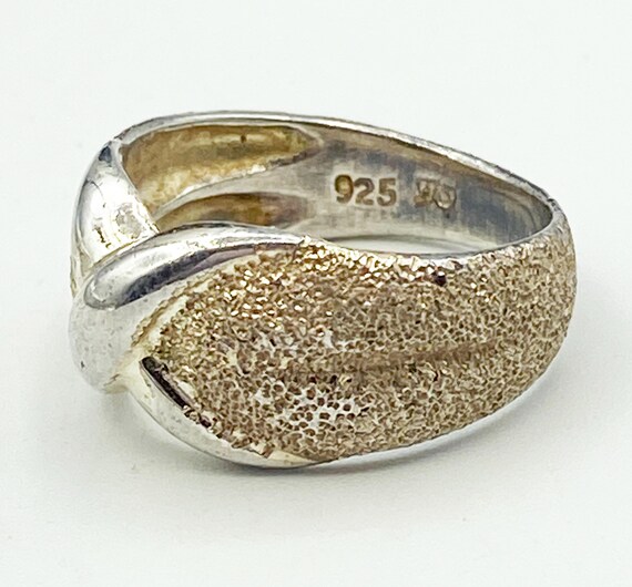 Solid Striking Sterling Textured X Ring with Heav… - image 5