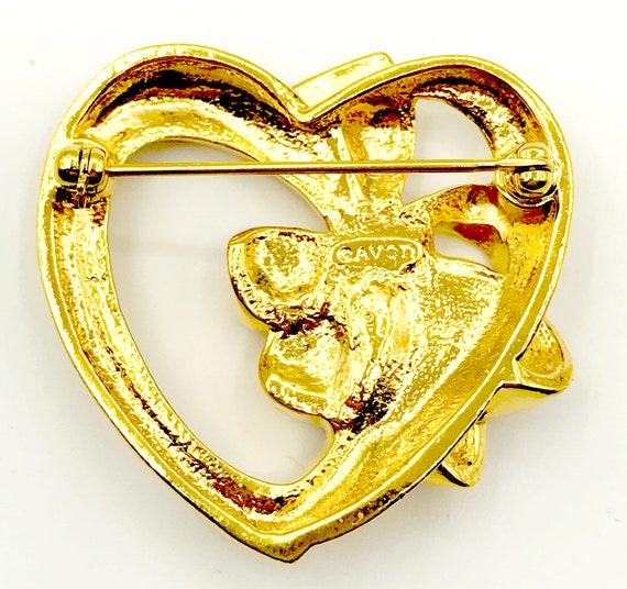 Super-Sparkly AVON Heart and Bow Pin Brooch with … - image 5