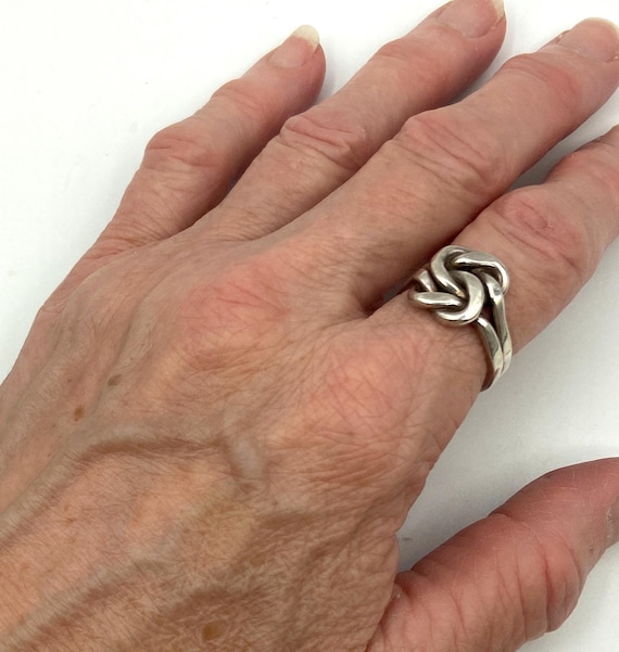 Smooth Interlocking Double Ring Sterling Silver M… - image 4