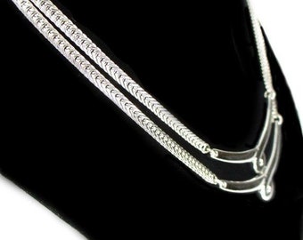 Sleek MONET Silver-Tone Double Necklace