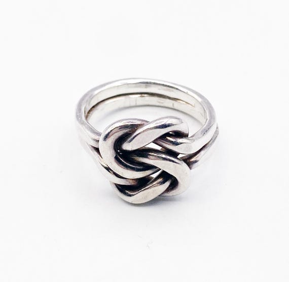 Smooth Interlocking Double Ring Sterling Silver M… - image 1