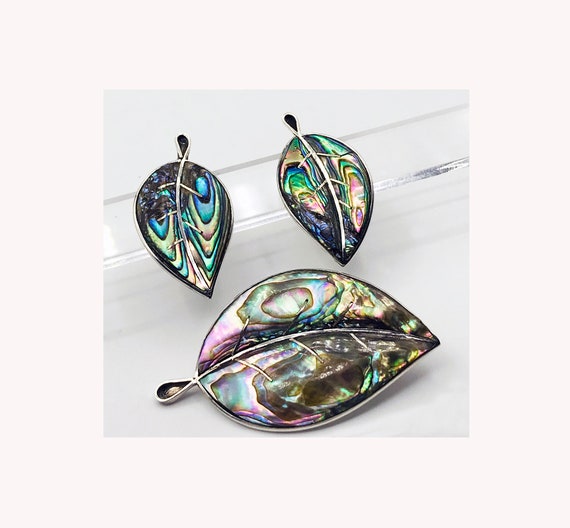 1940s Glam Set ALPACA Sterling & Rainbow Abalone … - image 1