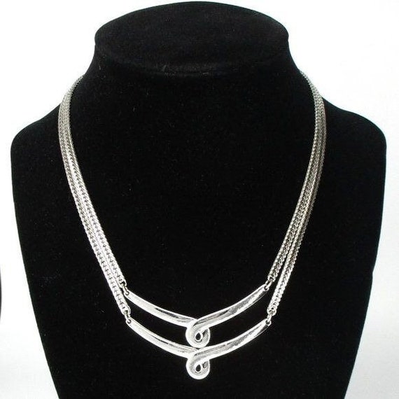 Sleek MONET Silver-Tone Double Necklace