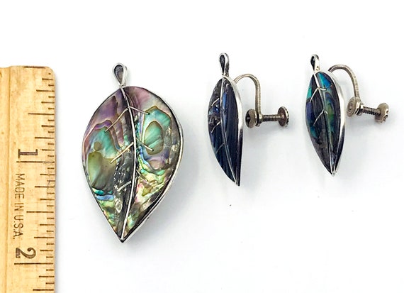 1940s Glam Set ALPACA Sterling & Rainbow Abalone … - image 3