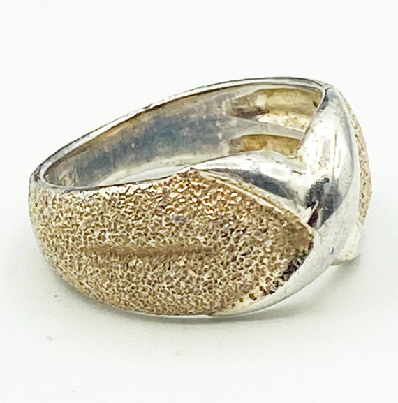 Solid Striking Sterling Textured X Ring with Heav… - image 2