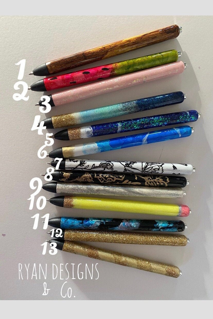 Custom Epoxy Pens Custom Epoxy Glitter Pens Resin Pens Etsy