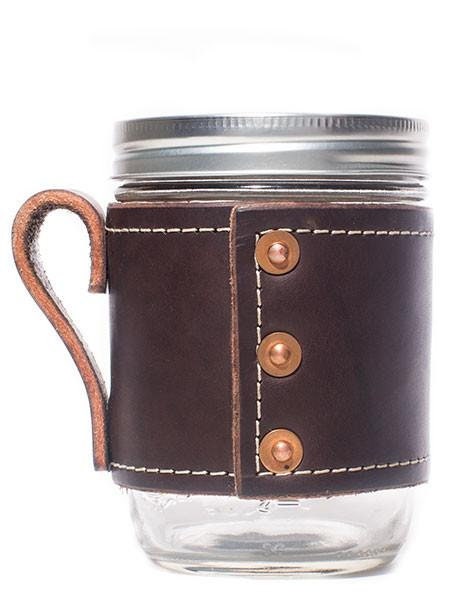 Leather Mason Jar Mug - Brown — Clarke & Barba