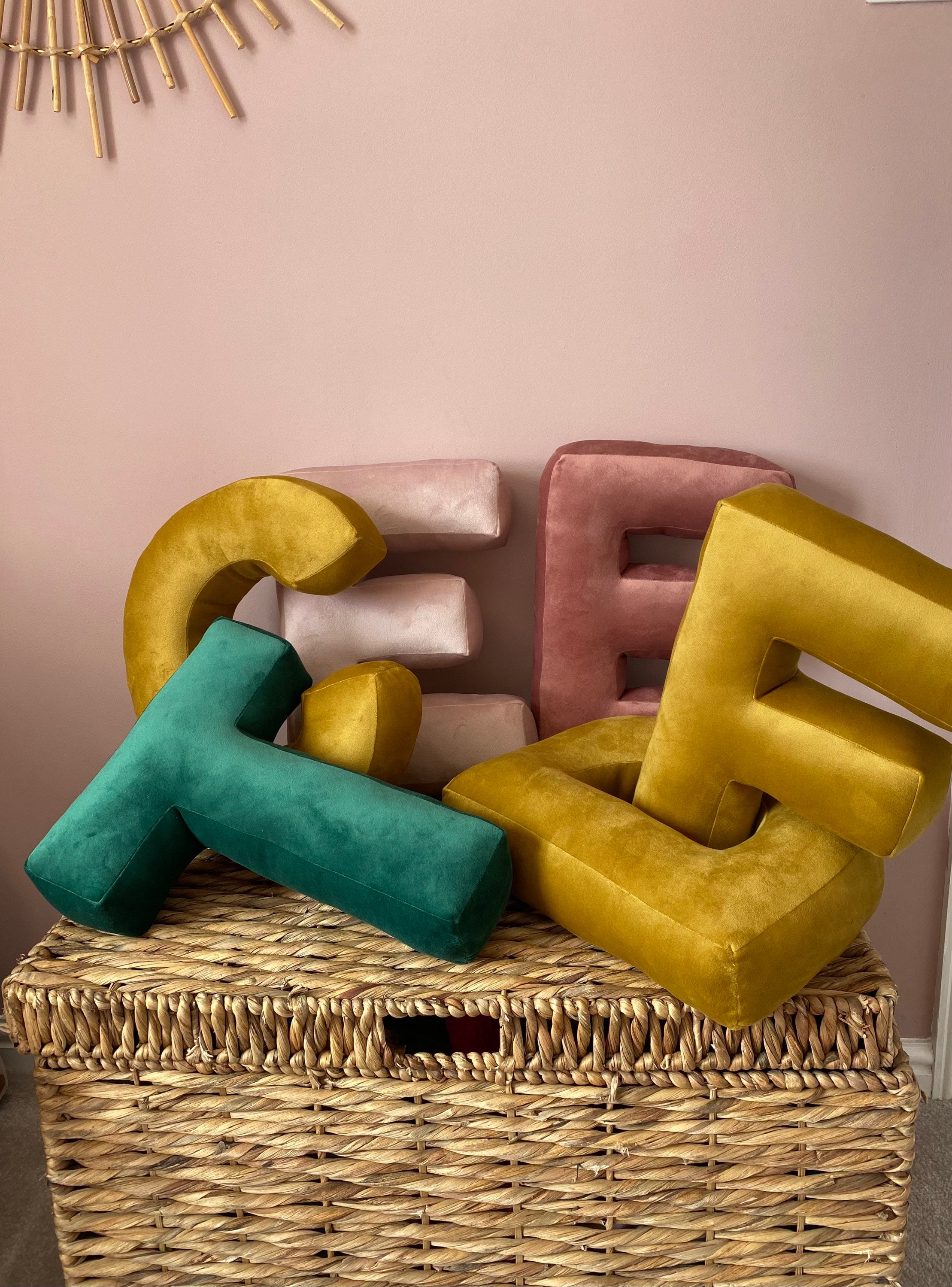 velvet letter cushion