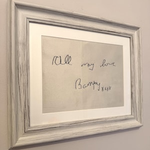 Geborduurd handschrift aandenken: fluwelen ingelijste foto