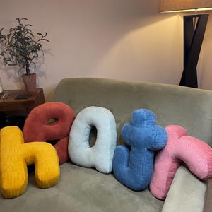 Almofadas decorativas grandes de veludo cotelê com letras pequenas/alfabeto/número, almofadas pequenas de alfabeto