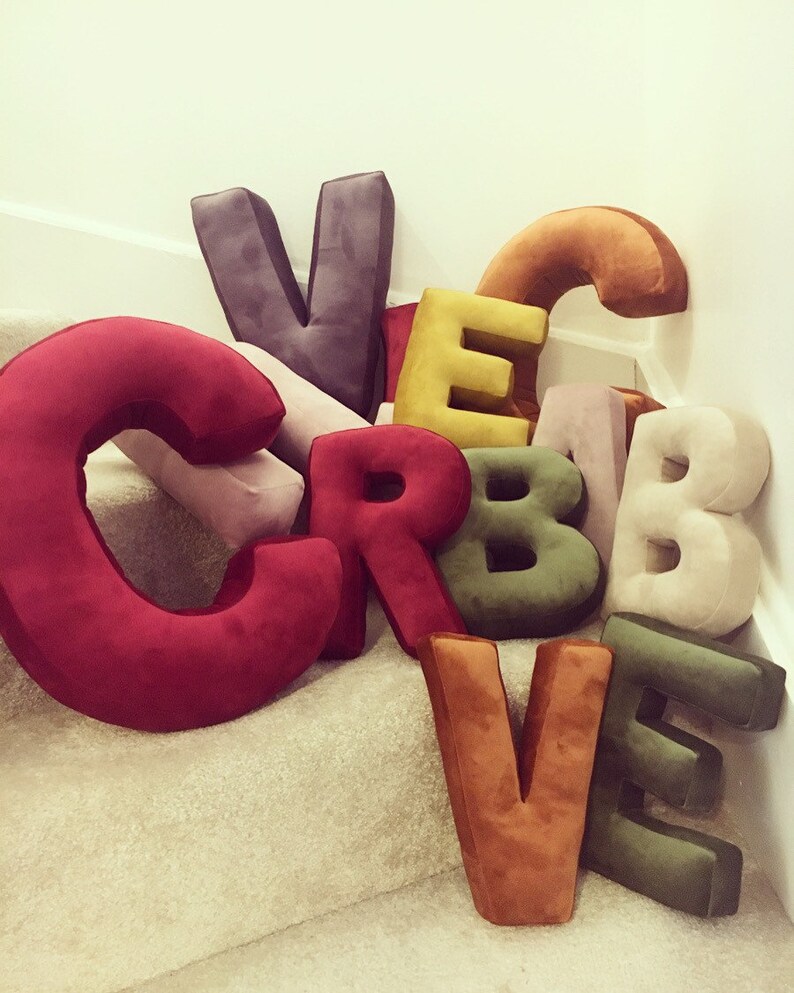 Small Velvet Letter Cushions/alphabet Pillows Etsy