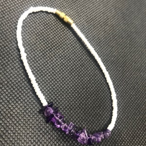 Amethyst Beaded anklet - with clasps