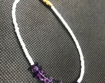 Amethyst Beaded anklet - with clasps