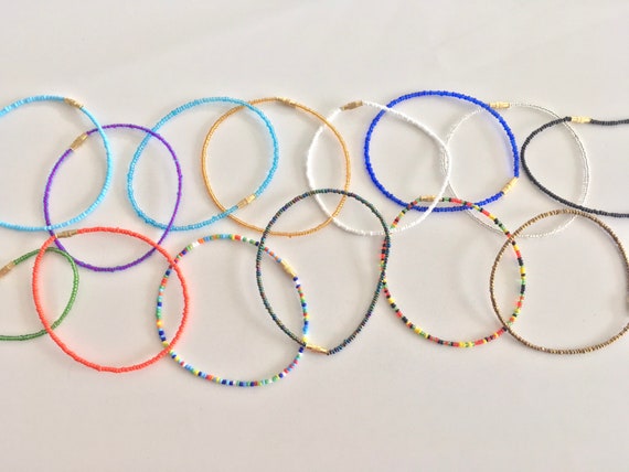 Beaded Anklets - African Jewelry - Anklets - Assorted Colors - Stackable Anklets - With Clasps