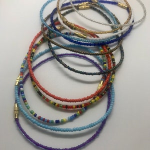 Beaded Anklets - Assorted Colors - African Jewelry - Anklets - Pastel Colors - Stackable Anklets - With Clasps