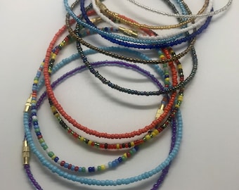 Beaded Anklets - African Jewelry - Anklets - Assorted Colors - Stackable Anklets - With Clasps