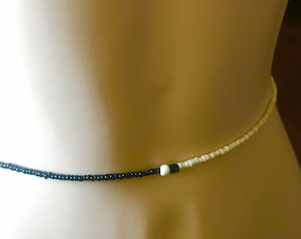 Yin und Yang Taille Perlen - Perlen Bauchkette mit Karabinerverschluss