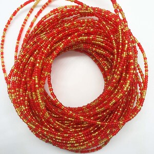 Lustrous Waistbeads - Red & Gold Beaded Waist Beads – African Belly Chain with Clasp image 3