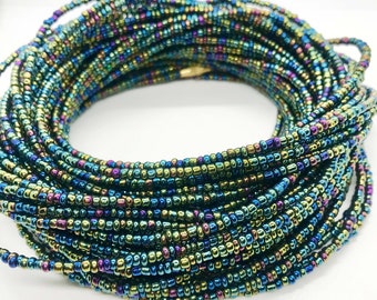 Iridescent Waist Beads- For Sale African Waist Beads - WeightLoss Tracking - Belly Jewelry - Belly Chain - Belly Beads - With Clasps