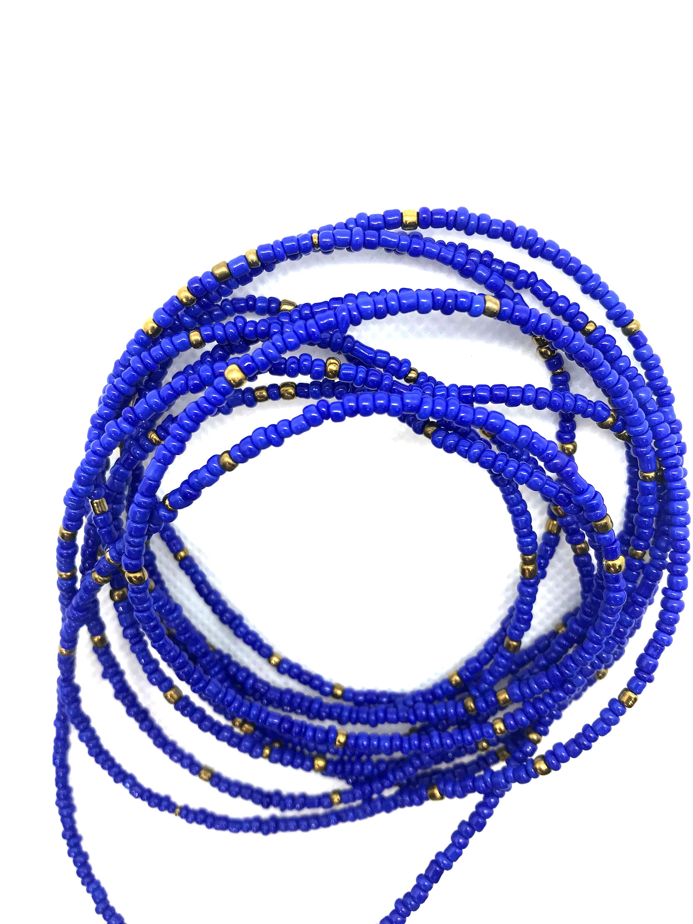 Deep Blue Gold Waist Beads African Waist Beads Waist Beads Etsy
