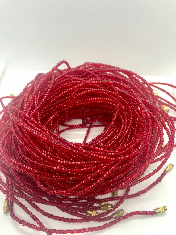 Red Glass Waist Beads -  Waist Jewelry - African Waist Beads - Body Beads - waistbeads - Belly Chain - Belly Beads - Waist Shaper - Clasps