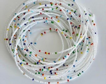 Perline color avorio con accenti colorati - Catena per la pancia con chiusura