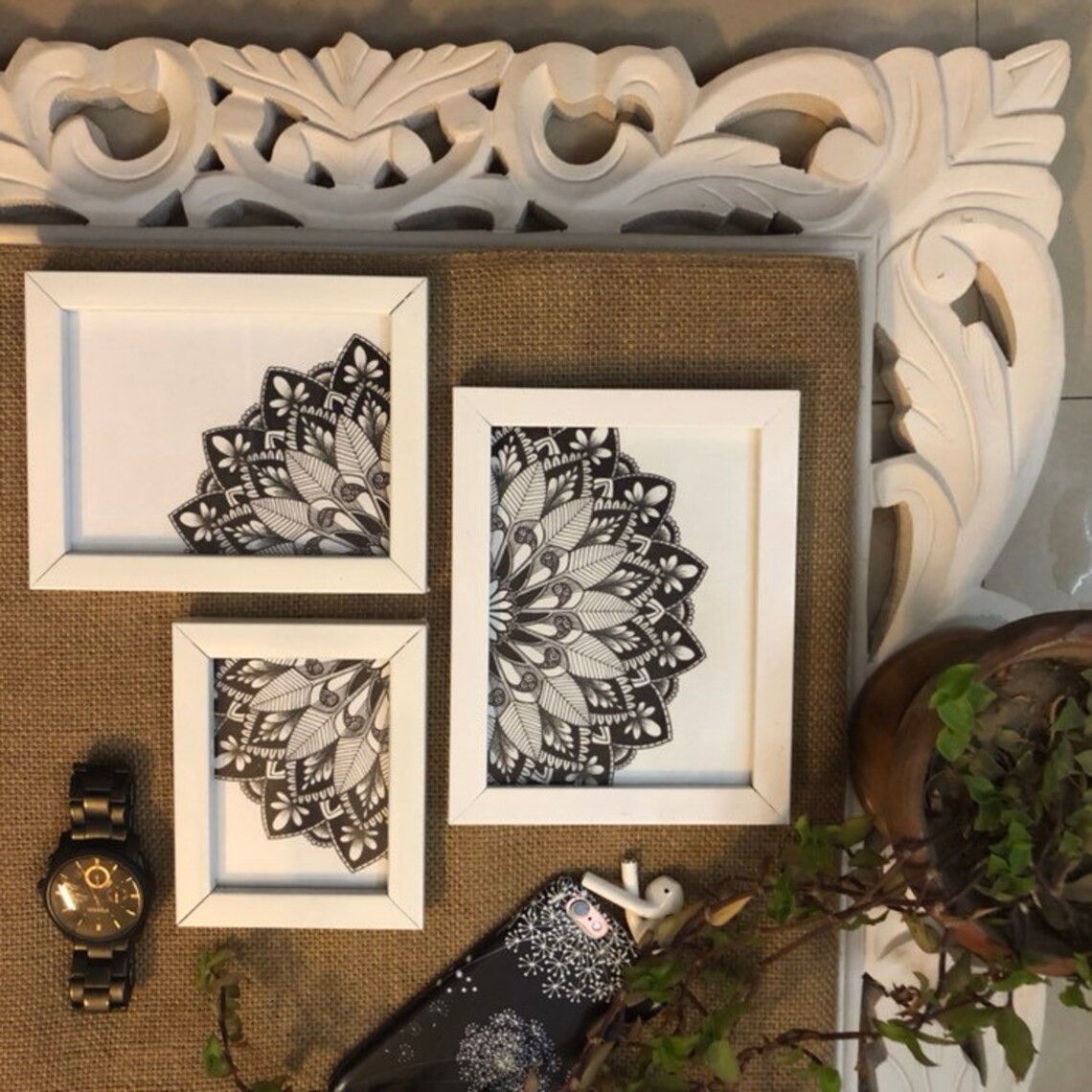 Mandala Wall Art Frames Ensemble de 3 Etsy France