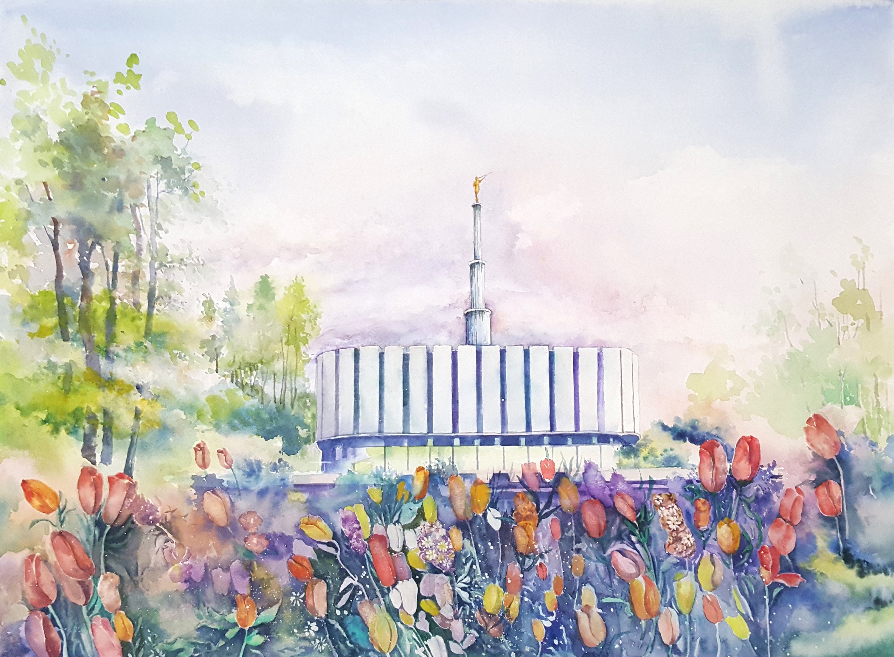 Provo Temple Original Watercolor Painting Lds Temple Art | Etsy